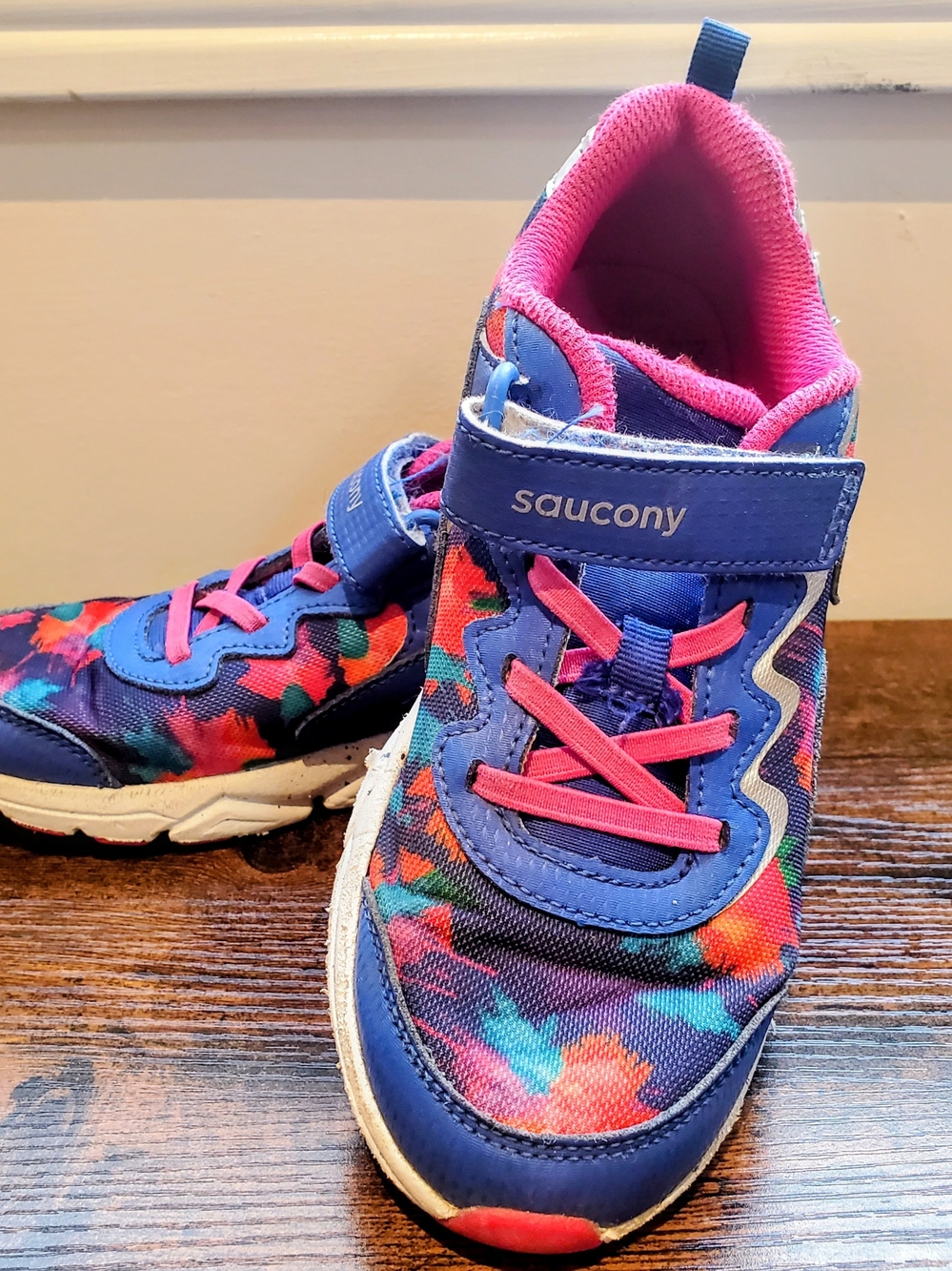 Saucony Kids Blue & Pink Floral-Print Sneakers
